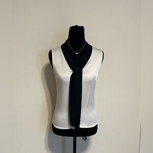 Michael Kors Black and Cream Tie Blouse